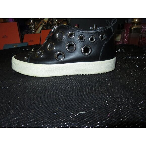 Giuseppe Zanotti Black Italian Calf Leather Grommets Platform Trainers Sneakers - Picture 1 of 11